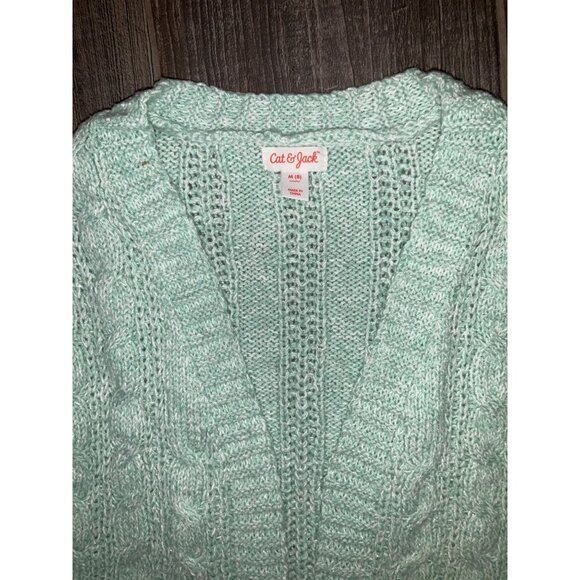 Cat & Jack Girls Open Front Sweater Cardigan Mint Green Soft Knit sz 8 - Picture 3 of 3